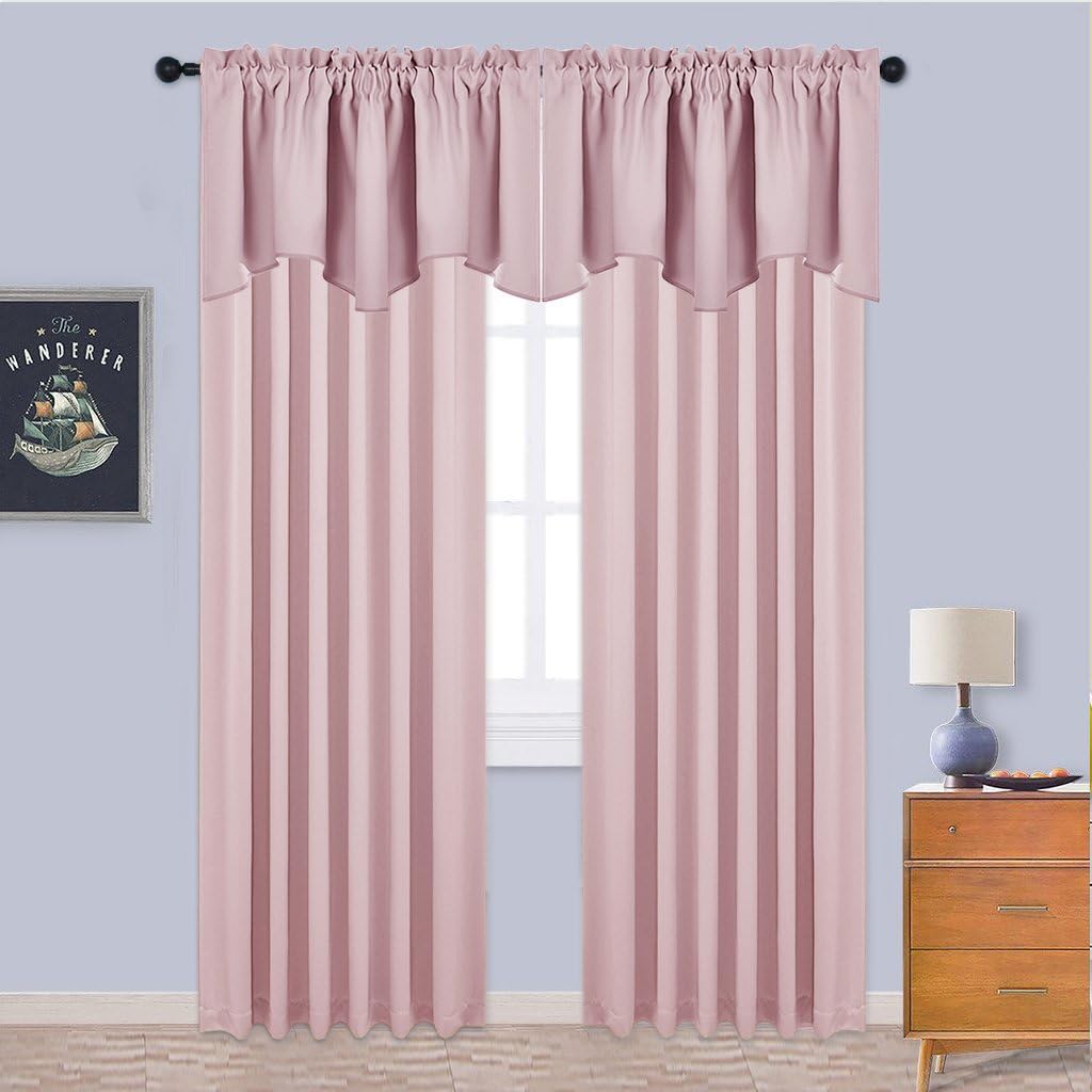 Room Darkening Valance for Girls - Lovely Cute 52 inches by 18 inches Scalloped Valance Window Curtains for Baby Nursery/Girls Bedroom/Dorm (Lavender Pink=Baby Pink, Single Piece)