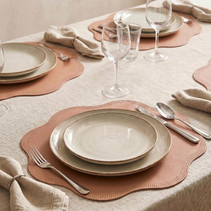 Placemat Set of 6 Faux Leather Placemats for Kitchen Dining Table Decor, Washable Table Placemats Wipeable Table Mat 15x15in Pink