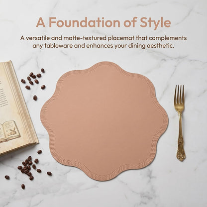 Placemat Set of 6 Faux Leather Placemats for Kitchen Dining Table Decor, Washable Table Placemats Wipeable Table Mat 15x15in Pink