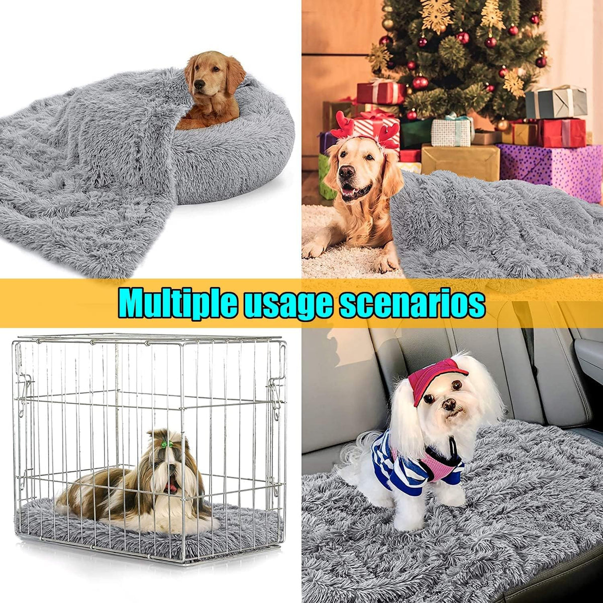 Pet Dog Bed Blanket, Fluffy Fleece Throw Sleep Mat, Soft Puppy Cat Kitten Blanket, S M L XL, Fuzzy Reversible Sherpa for Bed, Couch, Sofa, Travel, Washable & Lightweight