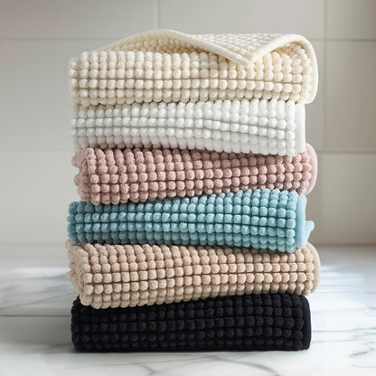 Thick Chunky Chenille Bathroom Rug, Dusty Pink, 17"x24"