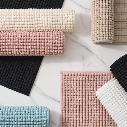 Thick Chunky Chenille Bathroom Rug, Dusty Pink, 17"x24"