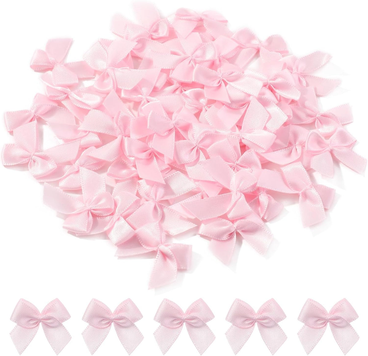 50 Pcs 1" Mini Pink Bows for Crafts