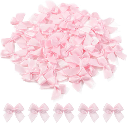 50 Pcs 1" Mini Pink Bows for Crafts