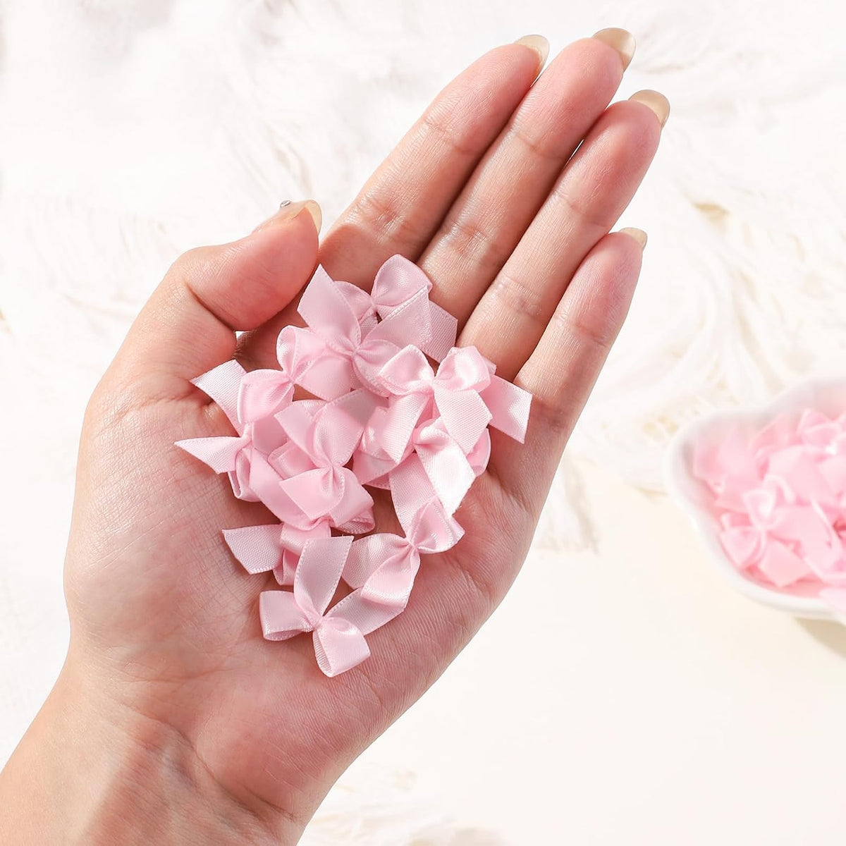 50 Pcs 1" Mini Pink Bows for Crafts