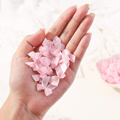 50 Pcs 1" Mini Pink Bows for Crafts