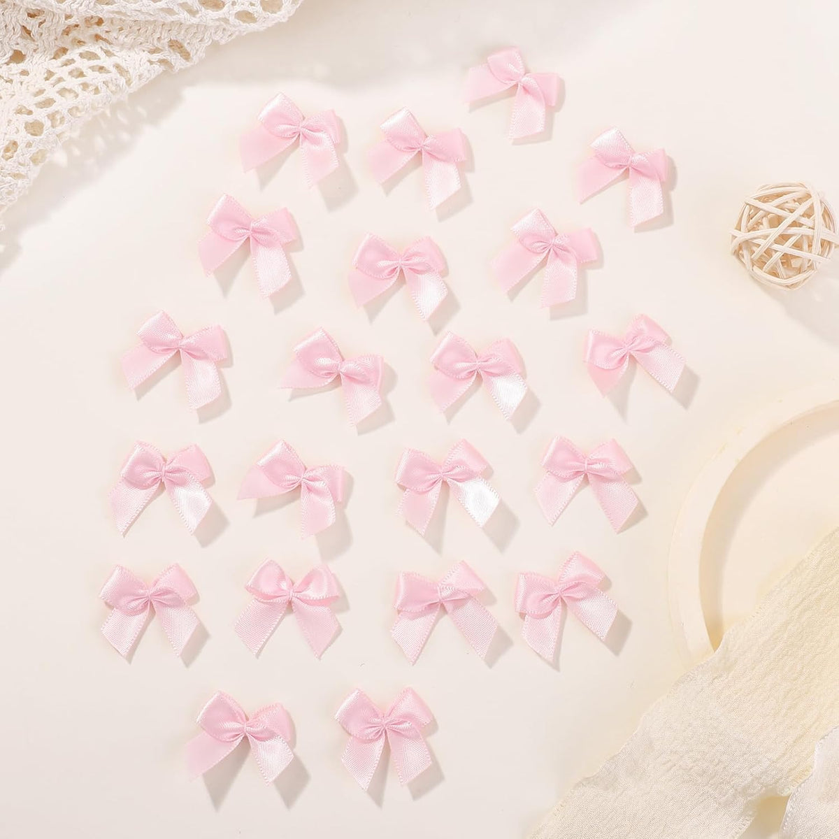 50 Pcs 1" Mini Pink Bows for Crafts