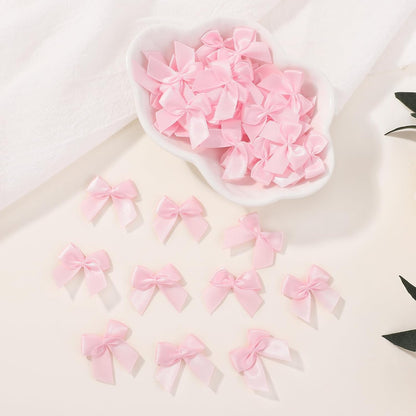 50 Pcs 1" Mini Pink Bows for Crafts