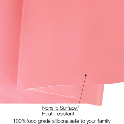 Extra Large Silicone Mats for Kitchen Counter, 27.6'' x15.7'' Silicone Placemats for Kids, Nonstick Silicone Mat for Baking Crafts, Nonskid Heat Resistant Mat Pink Kids Placemats for Table, Pink