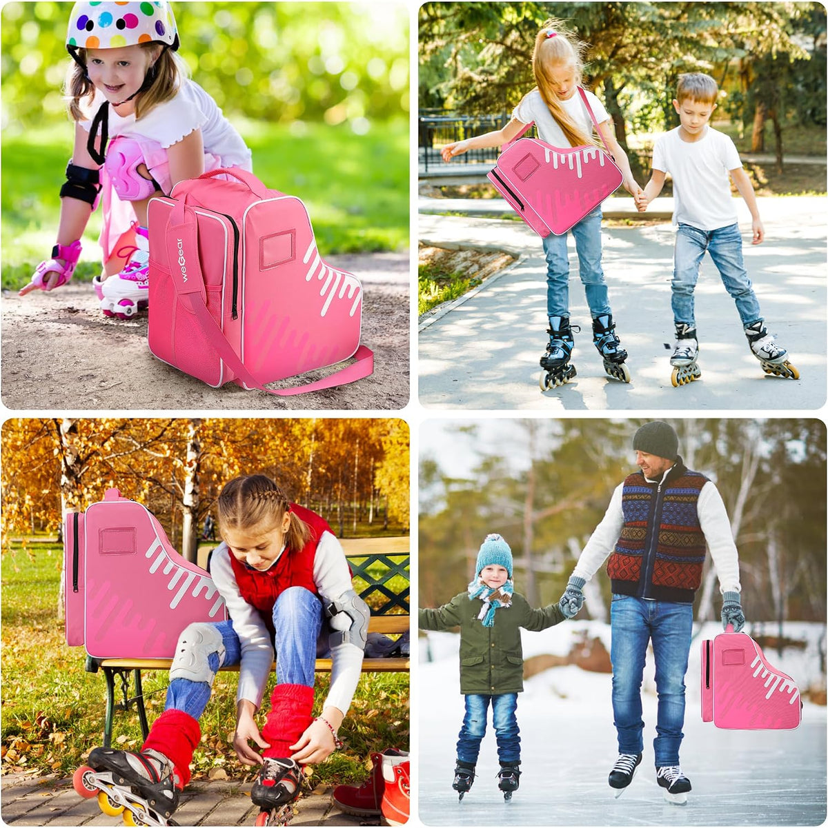 Large Capacity Skate Bag for Adults With Adjustable Shoulder Strap - Nylon Carry Bag for Roller, Ice, and Inline Skates - for Girls, Boys, Women, Men