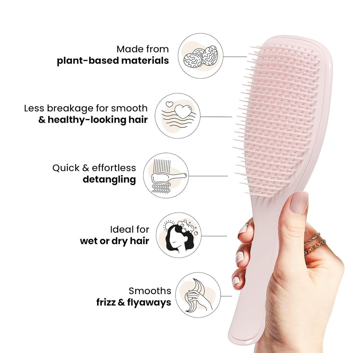 Plant-Based Ultimate Detangler Brush, All Hair Types, Pink