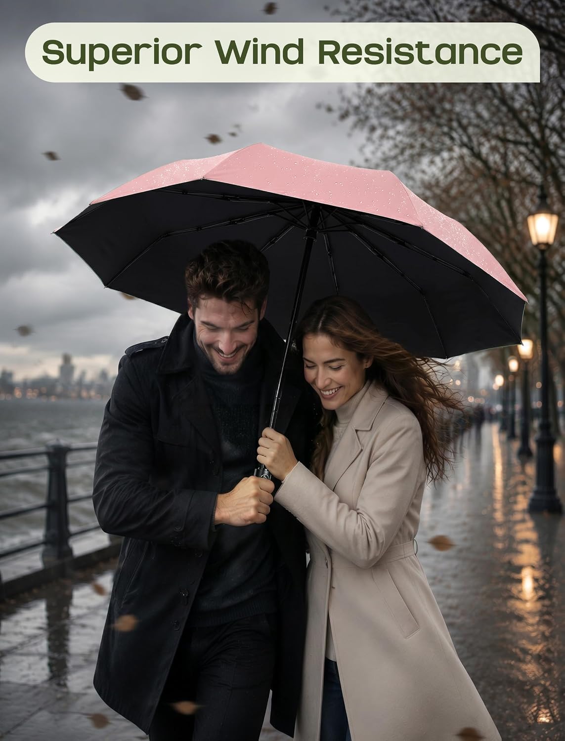 Compact Travel Umbrella for Rain - Windproof Automatic Umbrellas, UV Umbrella for Sun Protection with Black Anti-UV Coating, Portable Small Umbrellas for Backpack, Car, Walking, Kids, Women