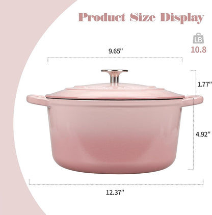 EDGING CASTING Enameled Cast Iron Dutch Oven with Sourdough Bread Baking Kit, Bread Dutch Oven with Lid, Includes Proofing Basket & Baking Tools, 5qt, Pink