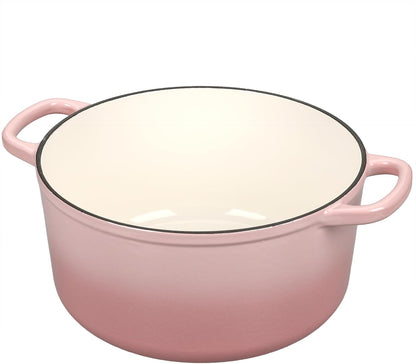 EDGING CASTING Enameled Cast Iron Dutch Oven with Sourdough Bread Baking Kit, Bread Dutch Oven with Lid, Includes Proofing Basket & Baking Tools, 5qt, Pink