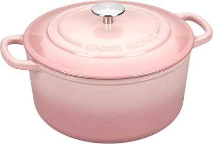 EDGING CASTING Enameled Cast Iron Dutch Oven with Sourdough Bread Baking Kit, Bread Dutch Oven with Lid, Includes Proofing Basket & Baking Tools, 5qt, Pink