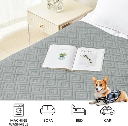hyha Waterproof Dog Blanket, Soft Pet Bed Blankets, Waterproof Sofa Couch Cover for Dogs Washable, Reversible Pet Couch Covers for Sofa Furniture (52x82 Inch, Grey/Dark Grey)
