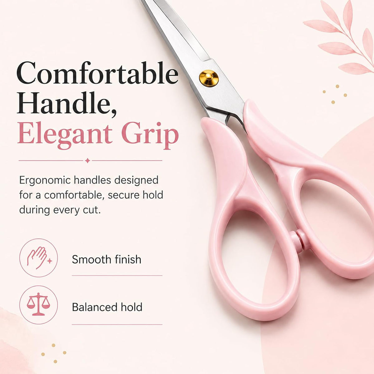 Scissors 6.3 Inch, Pink Acrylic Handle with Stainless Steel Blade