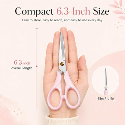 Scissors 6.3 Inch, Pink Acrylic Handle with Stainless Steel Blade
