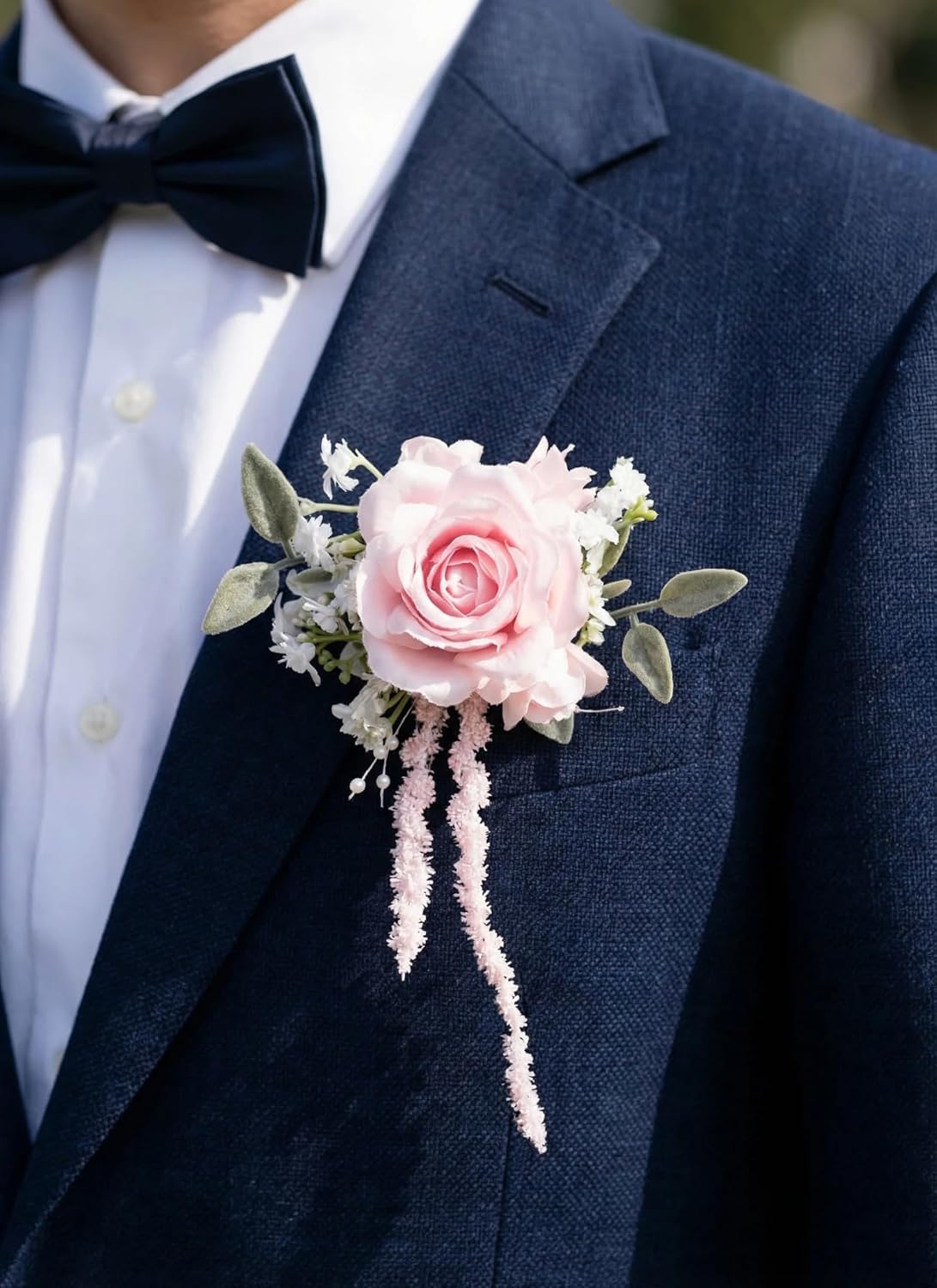 Pink Rose Corsage and Boutonniere, Prom Wrist Corsages and Boutonniere Set for Men Women Party, Wedding Boutonnieres and Corsage Wristlet Kit for Groom Groomsmen Bride Bridesmaid