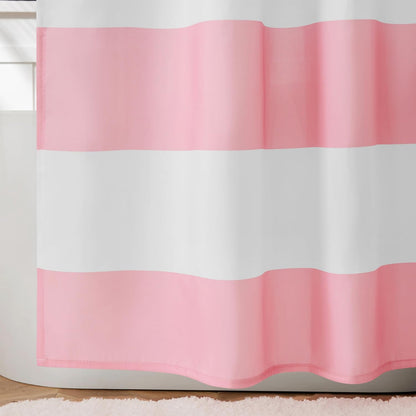Striped Shower Curtain, Pink and White Modern Shower Curtains for Bathroom, Cute Retro Vintage Stripes Farmhouse Girls Women Bathroom Shower Curtain, Waterproof Polyester Fabric Bath Curtain
