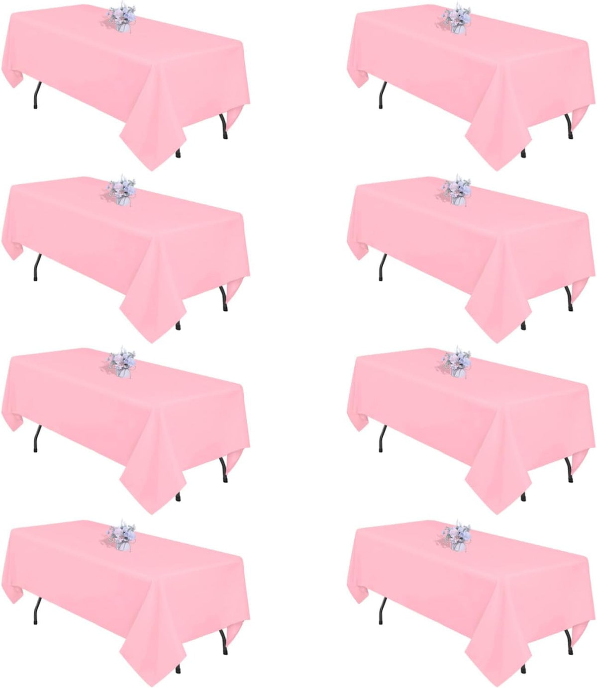 8 Pack 60 x 102 Inch Pink Tablecloth for 6 Foot Rectangle Tables