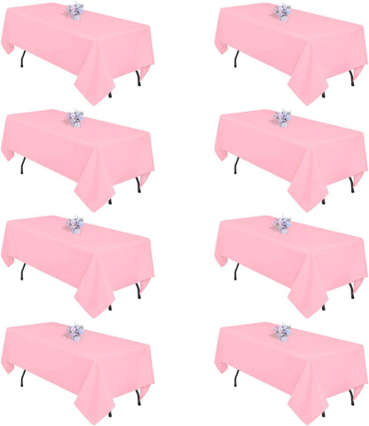 8 Pack 60 x 102 Inch Pink Tablecloth for 6 Foot Rectangle Tables