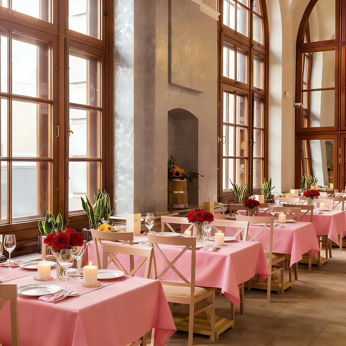 8 Pack 60 x 102 Inch Pink Tablecloth for 6 Foot Rectangle Tables