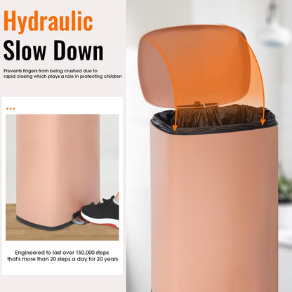 13 Gallon Trash Can with Lid | Pink | Fingerprint-Proof