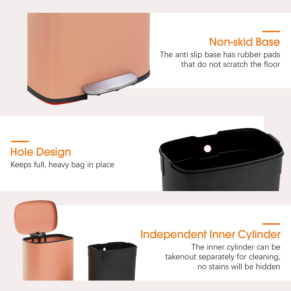 13 Gallon Trash Can with Lid | Pink | Fingerprint-Proof