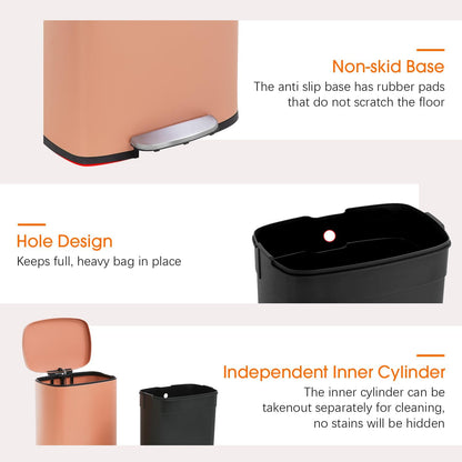 13 Gallon Trash Can with Lid | Pink | Fingerprint-Proof
