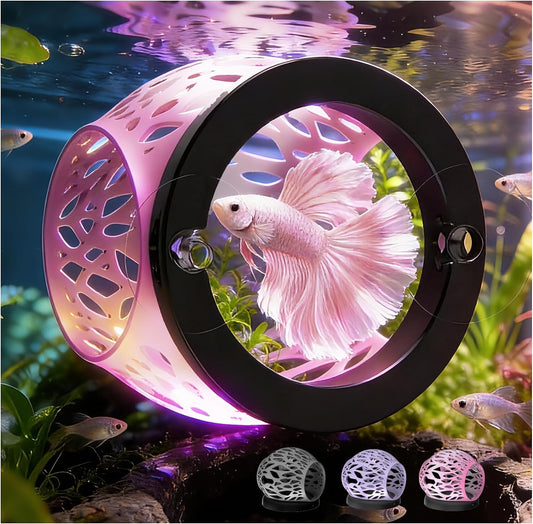 Floating Betta Hideout Cave & Shrimp Cave | Aquarium Floating Betta Skin |Shrimp Feeder | Multi-Function Resting Hideout Hammock & Small Fish Feeding Ring | Aquarium Decor Accessory (Pink)