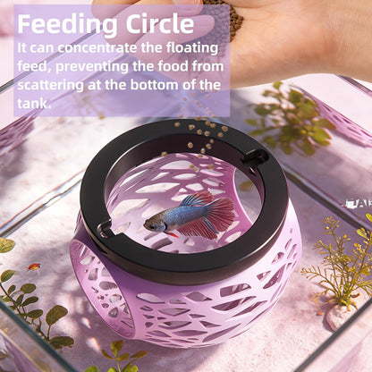 Floating Betta Hideout Cave & Shrimp Cave | Aquarium Floating Betta Skin |Shrimp Feeder | Multi-Function Resting Hideout Hammock & Small Fish Feeding Ring | Aquarium Decor Accessory (Pink)