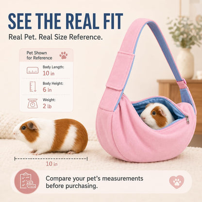 Cat Sling Carrier for Cats and Kittens, Soft Fleece Pet Sling Carrier Bag with Adjustable Shoulder Strap, Hands-Free Puppy and Small Dog Carrier Sling Travel Pouch for Small Pets Under 10 lbs, Pink