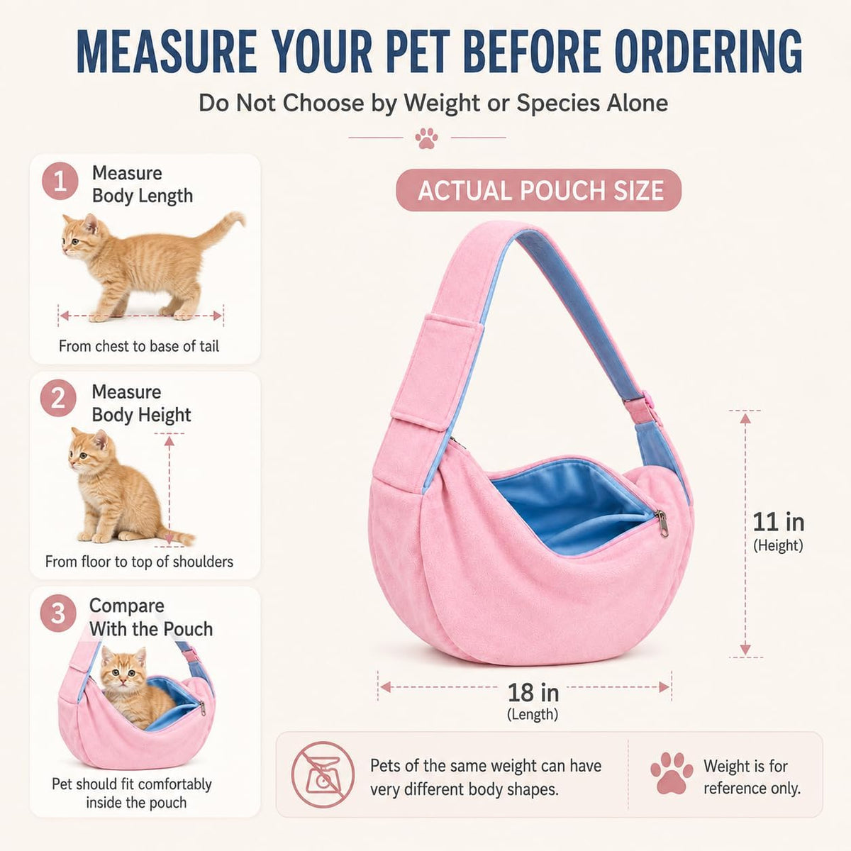 Cat Sling Carrier for Cats and Kittens, Soft Fleece Pet Sling Carrier Bag with Adjustable Shoulder Strap, Hands-Free Puppy and Small Dog Carrier Sling Travel Pouch for Small Pets Under 10 lbs, Pink