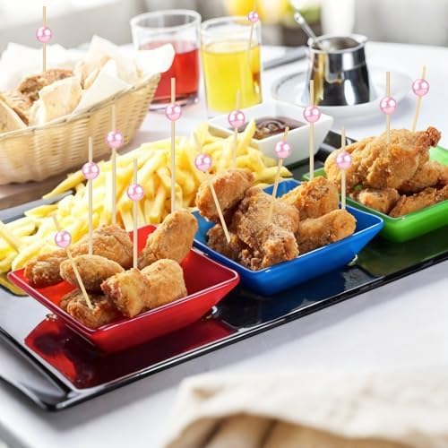 Pearl Cocktail Picks for Appetizers, 200 Count, Pink, 4.7 Inch Bamboo