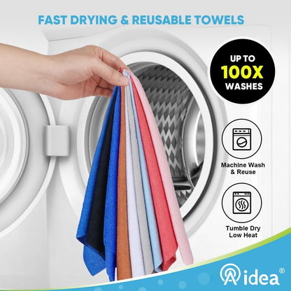 AIDEA Microfiber Cleaning Cloth Roll-55 Sheets, Pink Towels, 11×9"