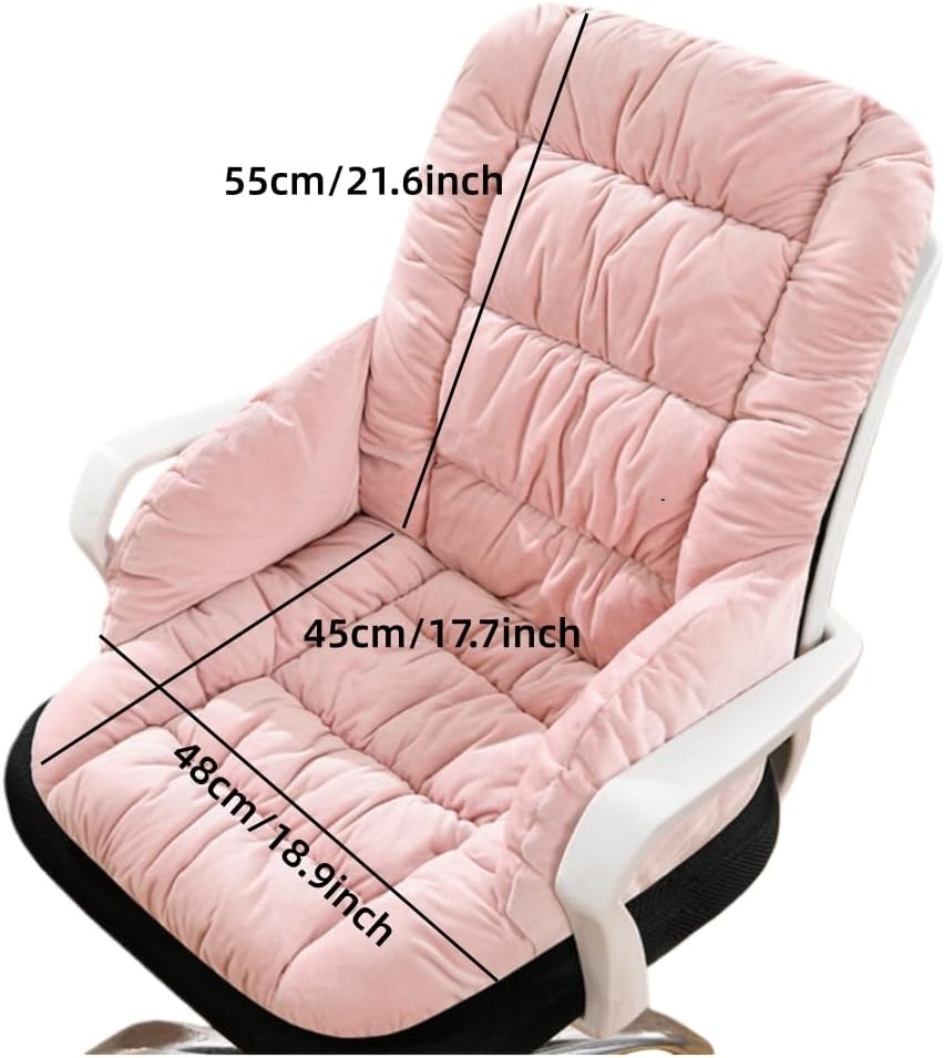 Desk Chair Cushion with High Back Support Office Chair Pad with Non-Slip Bottom Soft Cute Pink Seat Cushion for Office Car Gamer Home Kitchen