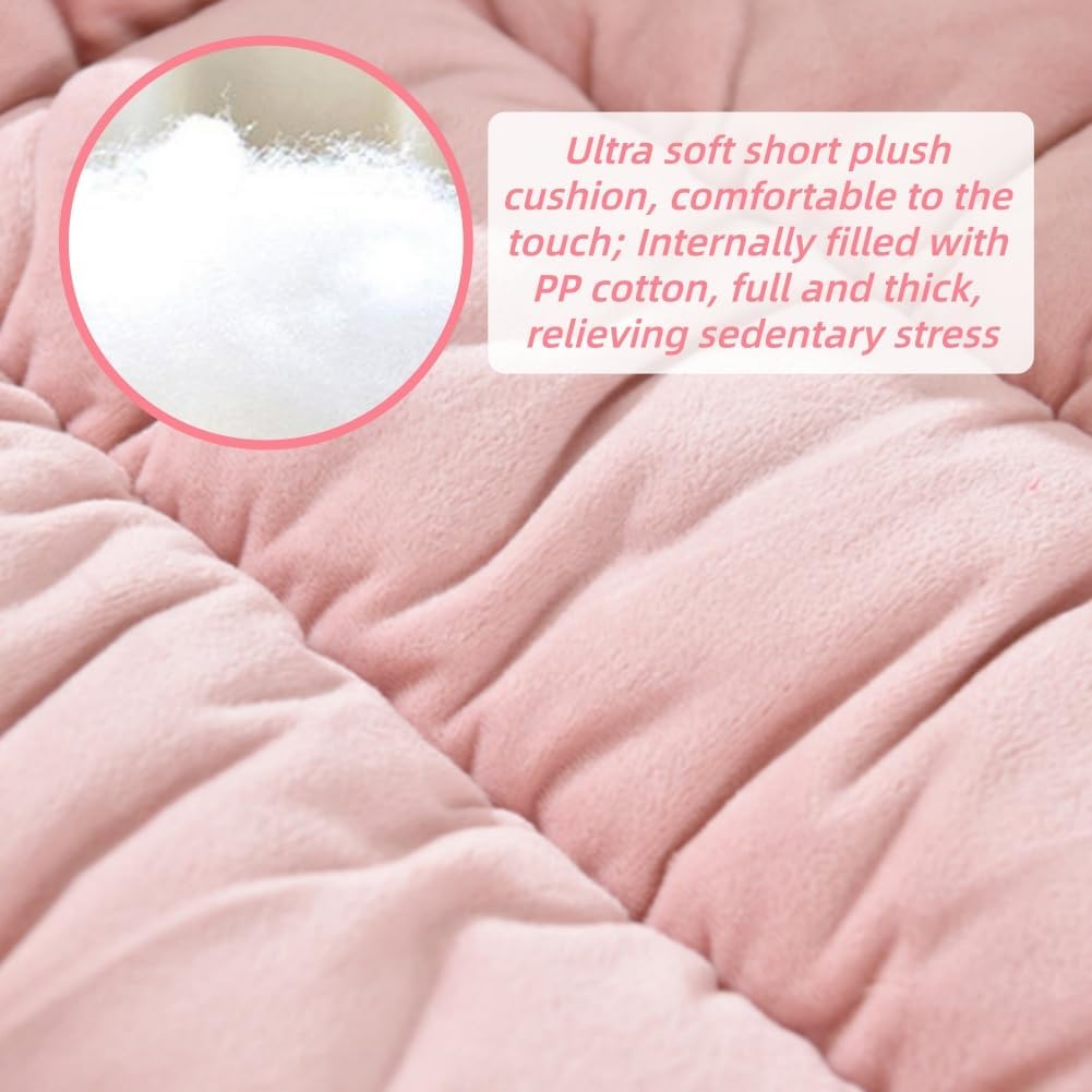 Desk Chair Cushion with High Back Support Office Chair Pad with Non-Slip Bottom Soft Cute Pink Seat Cushion for Office Car Gamer Home Kitchen