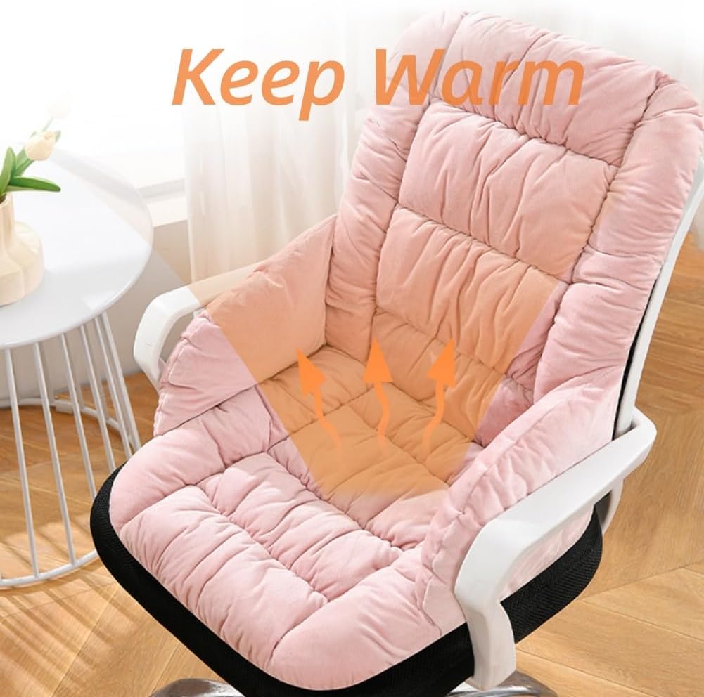 Desk Chair Cushion with High Back Support Office Chair Pad with Non-Slip Bottom Soft Cute Pink Seat Cushion for Office Car Gamer Home Kitchen