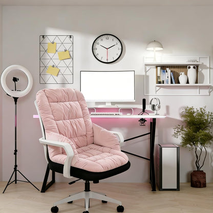 Desk Chair Cushion with High Back Support Office Chair Pad with Non-Slip Bottom Soft Cute Pink Seat Cushion for Office Car Gamer Home Kitchen