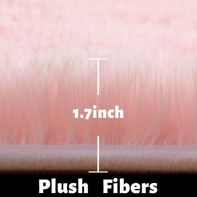 Light Pink Fluffy Fuzzy Area Rug 4x6 for Girls Bedroom Kids Room