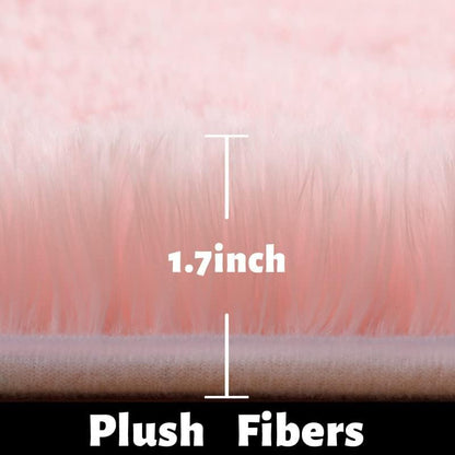 Light Pink Fluffy Fuzzy Area Rug 4x6 for Girls Bedroom Kids Room