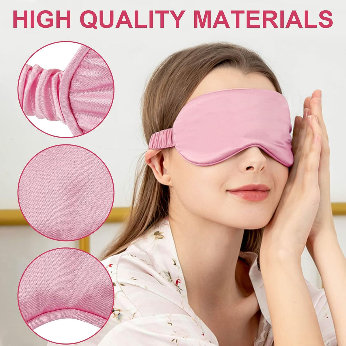2 Pack Silk Sleep Masks, Light Blocking Eye Masks, Black & Pink