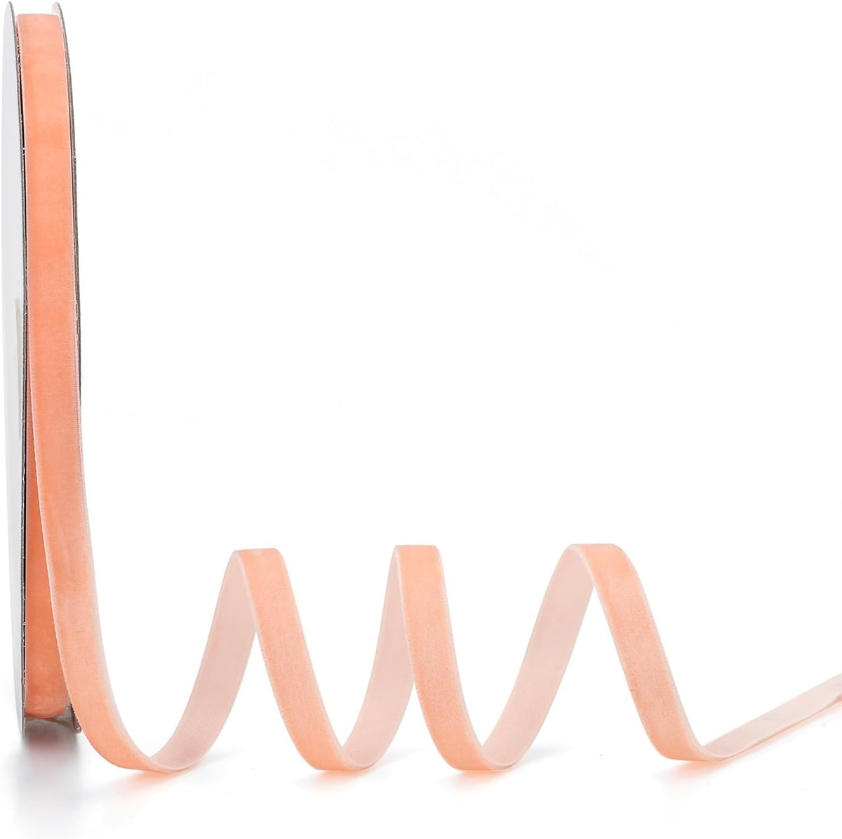 Peach Velvet Ribbon 3/8 Inch x 20Yd,Great for Gift Wrapping,Hair Bows,Christmas,Wedding Party Decoration(3/8" Peach)