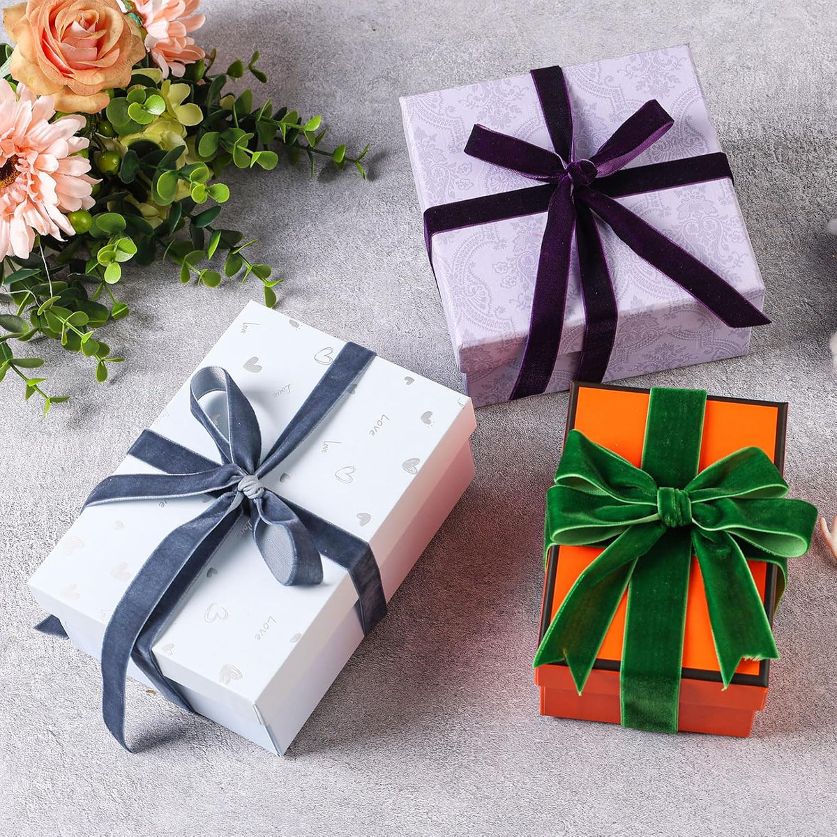 Peach Velvet Ribbon 3/8 Inch x 20Yd,Great for Gift Wrapping,Hair Bows,Christmas,Wedding Party Decoration(3/8" Peach)