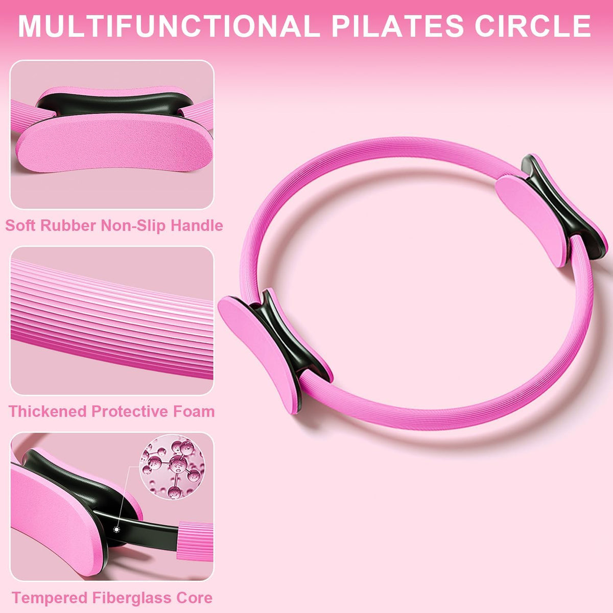 Pilates Ring Equipment Set, Home Pilates Kit for Women with 13’’ Magic Ring with Dual Padded Handles, Small Pilates Ball, 5 Resistance Bands & Complete Fitness Guide, Pilates Essential Accessories