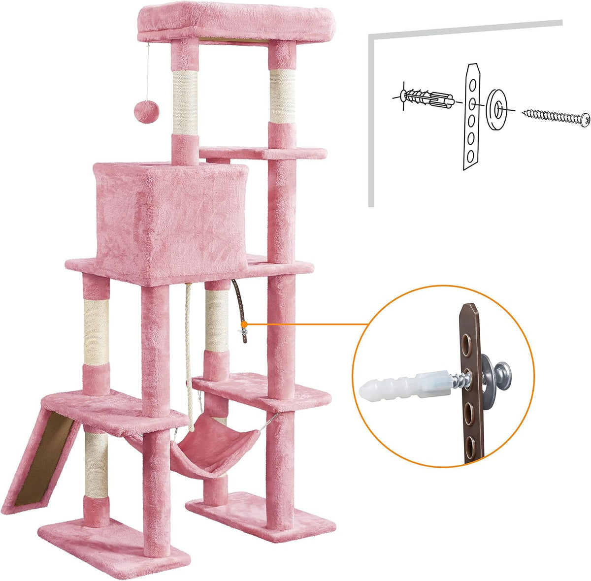 63in Large Cat Tree Cat Tower, Padded Perch, Stable Frame