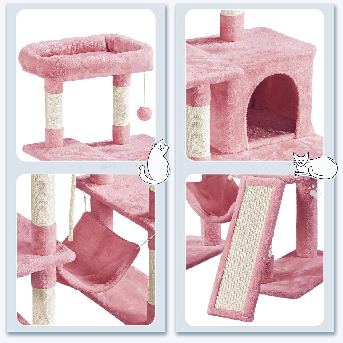 63in Large Cat Tree Cat Tower, Padded Perch, Stable Frame