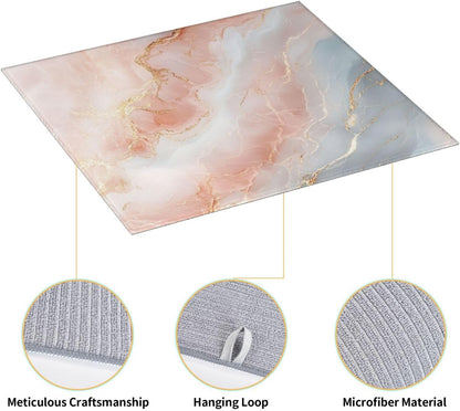 Dish Drying Mat for Kitchen Marble Light Pink Abstract Counter Absorbent Dishes Drainer Microfiber Small 16x18 Inch