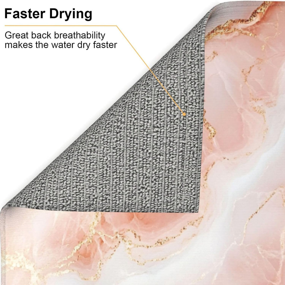 Dish Drying Mat for Kitchen Marble Light Pink Abstract Counter Absorbent Dishes Drainer Microfiber Small 16x18 Inch
